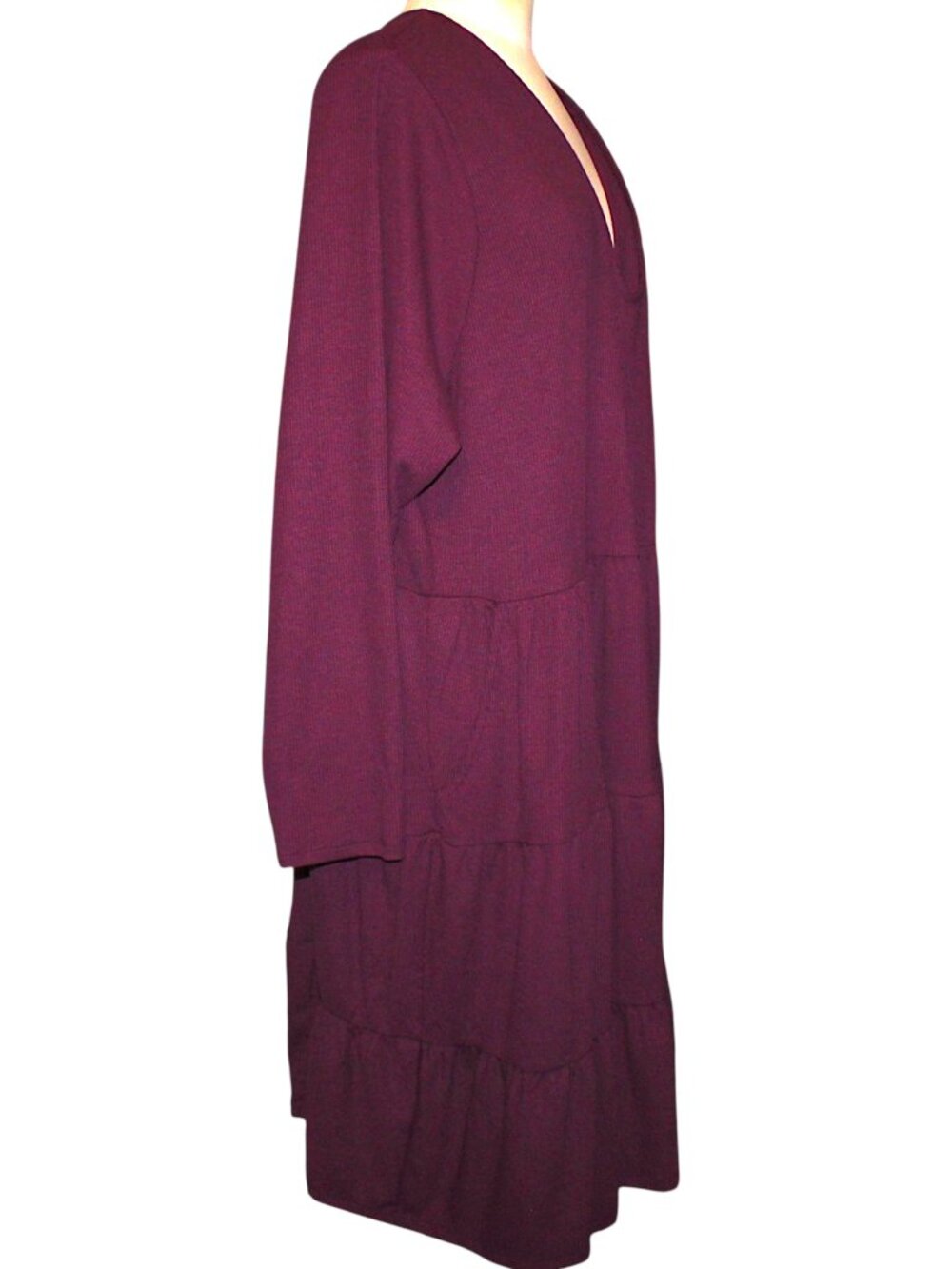 NWT Torrid Potent Purple Tiered Waffle Knit Mini Dress Plus Size 26 Pocket 4X - Picture 9 of 13